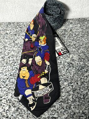 NWT Vintage Cartoon Network Tie Excellent Condition - Hockey -Jetson/Flintstone